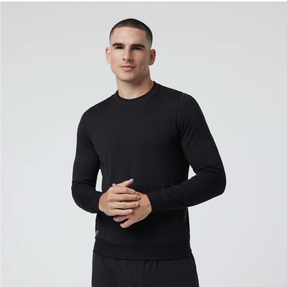 Vuori Ponto Performance Crew Shirt Long Sleeve Top Black Heather DreamKnit Sz XL